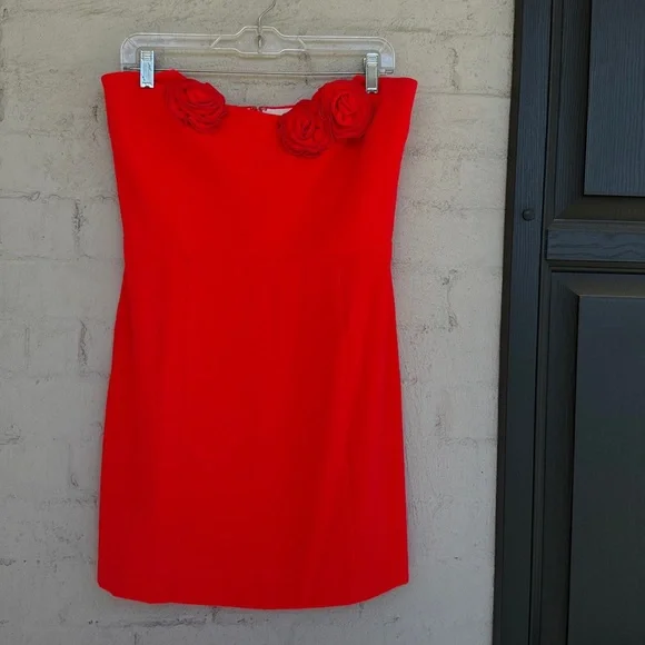 Amanda Uprichard Sabine Mini Sheath Dress Red Size Medium - Picture 4 of 13